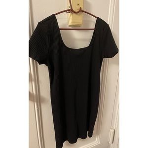 Black bodycon square neck dress